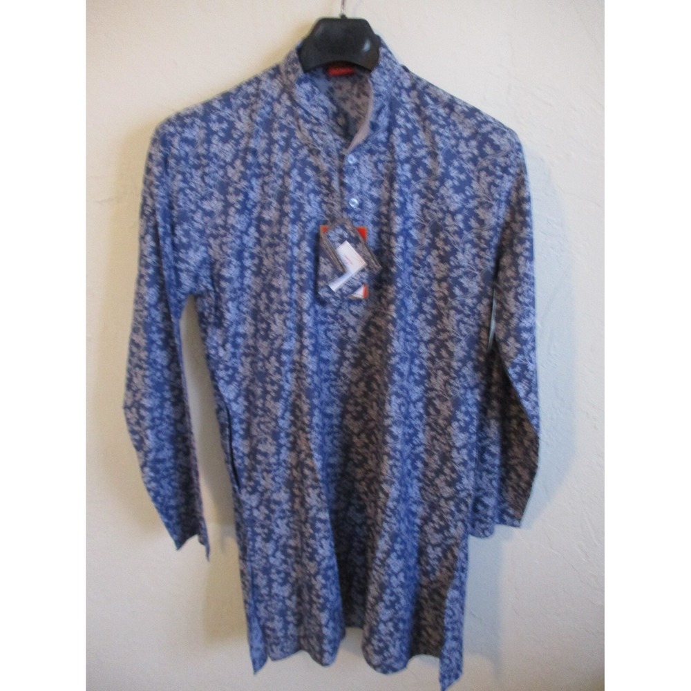 Ethos Mid Length Kurta Size 38 NWT Blue Jaquard 100% Cotton
